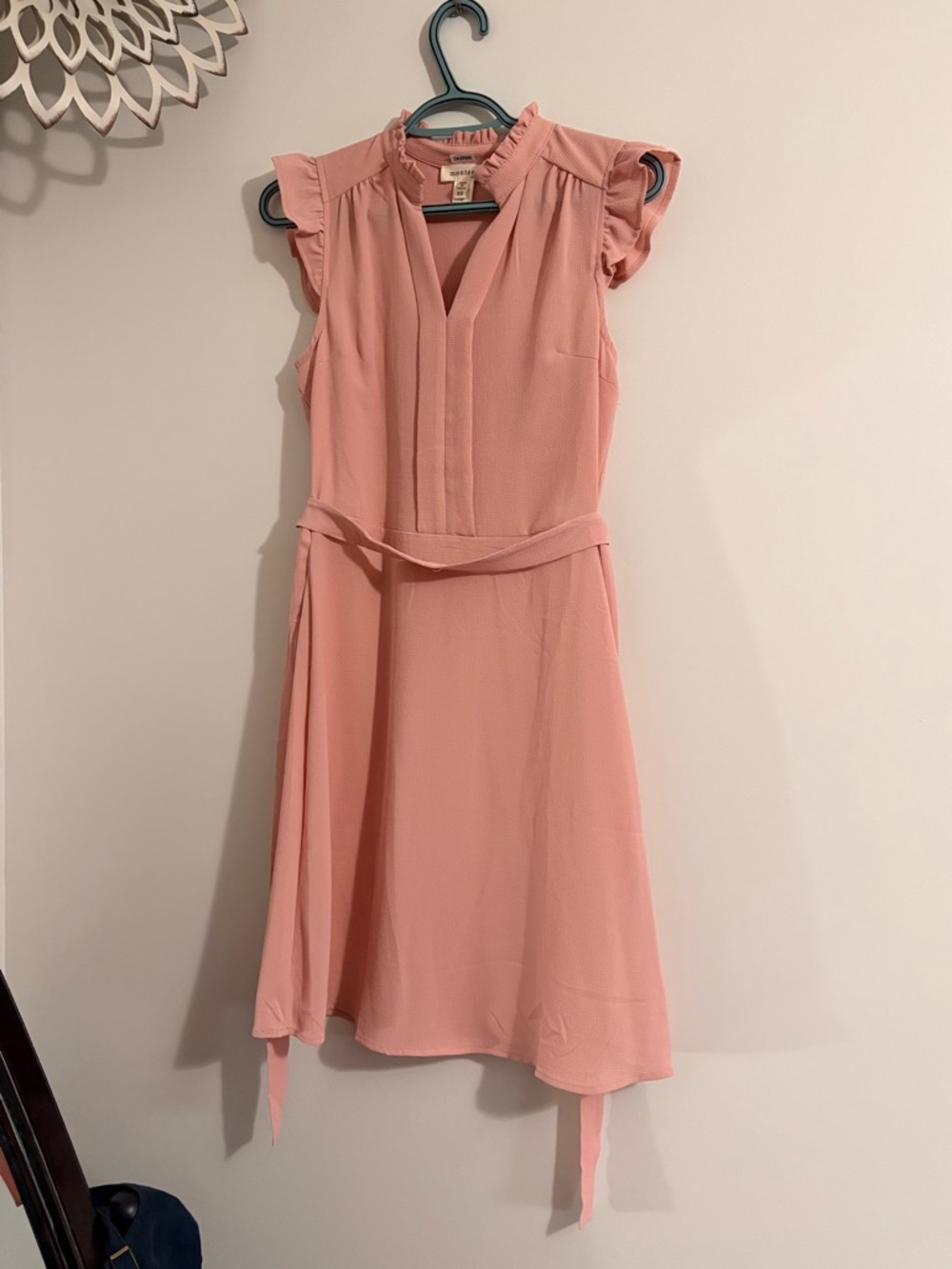 Monteau Sleeveless Pink Belted A-Line Dress